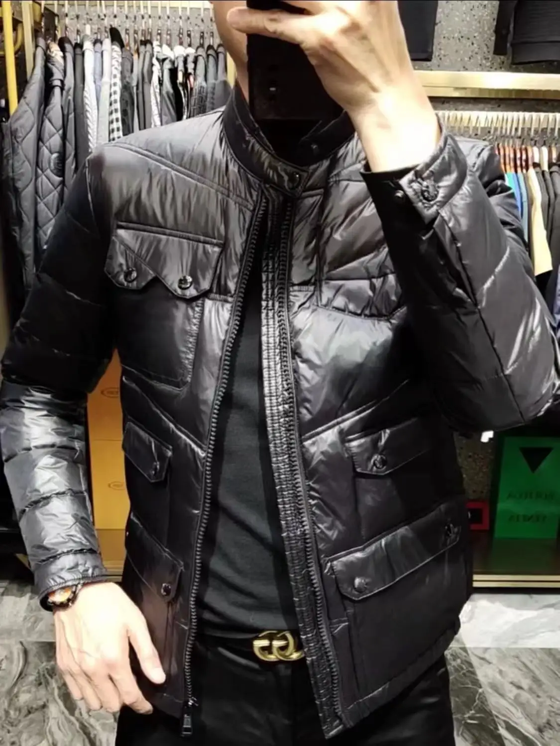 

Мужская пуховая куртка: новая осенне-зимняя повседневная стеганая куртка из пуха, молодежная модная модель с воротником-стойкой, антибактериальная верхняя одежда