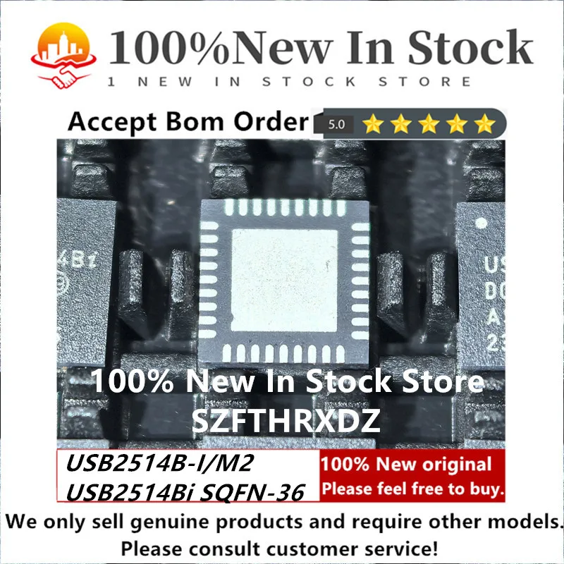 SZFTHRXDZ 100% NEW ORIGINAL USB2514B-I/M2 SQFN-36 USB2514Bi SQFN-36-EP(6x6) USB Hub 2.0