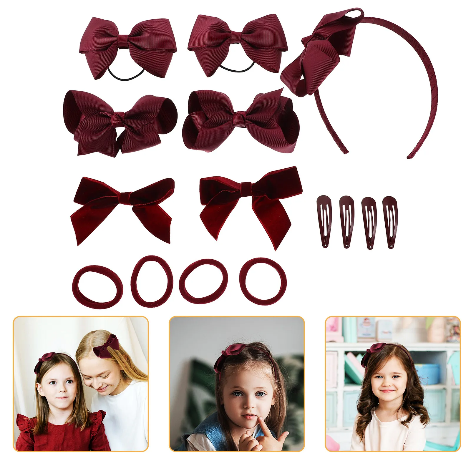 

1Set School Hair Accessories Set Cute Bowknot Headband Bowknot Hair Clips Versatile Hairpins Ponytail Holders for Little