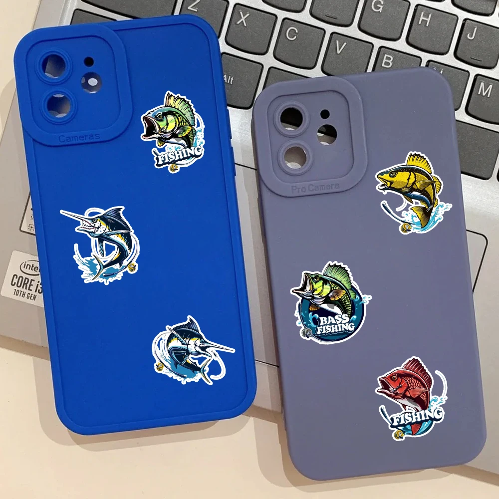 48 sztuk samoprzylepnych naklejek wędkarskich z ryb morskich może być używanych do notatników, przyjęć, blatów ściennych i innych dekoracji,