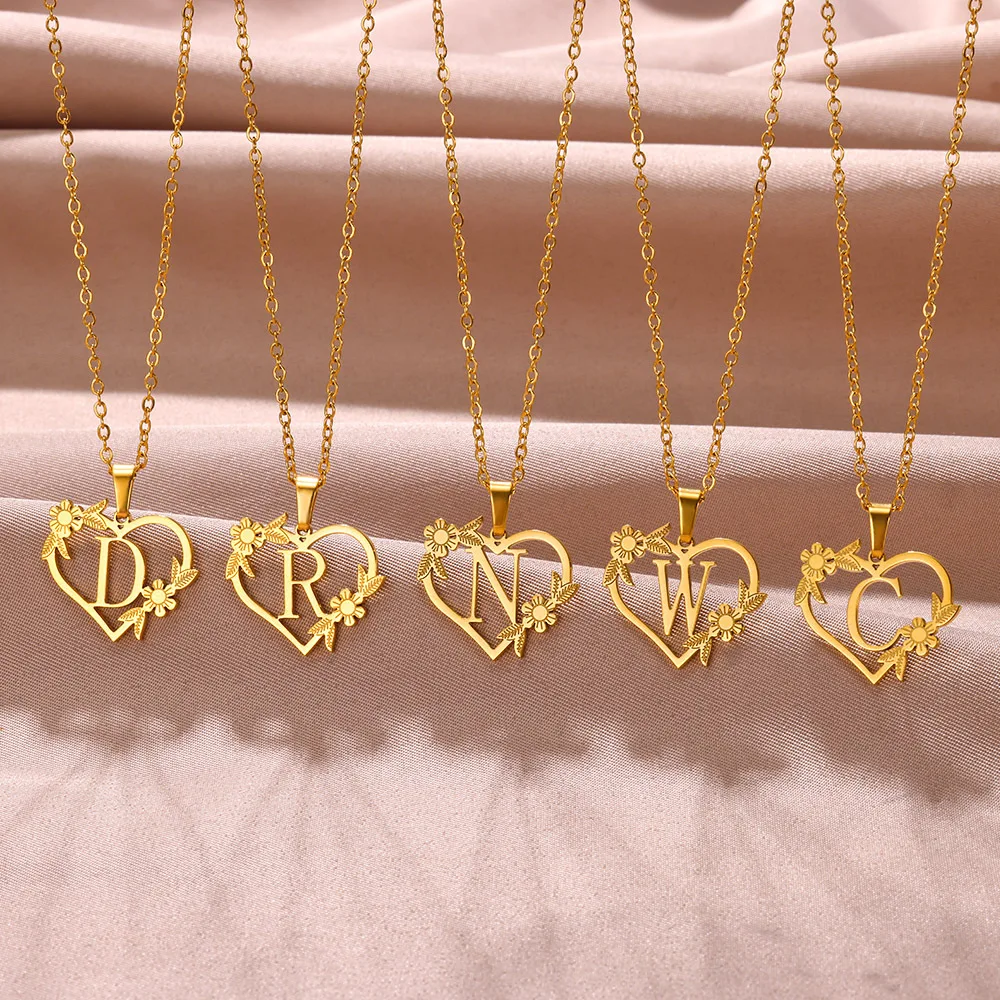 Initial Letter Stainless Steel Pendant Necklace for Women Fashion Gold Color Chain A-Z Alphabet Clavicle Necklaces Jewelry Gift image 3