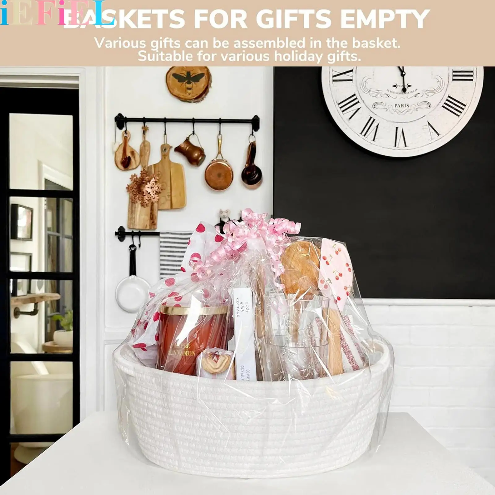 

Easter Gift Basket Small Storage Baskets for Baby Gift Basket for Cute Basket Include Gift Bag Ribbon Greeting Card