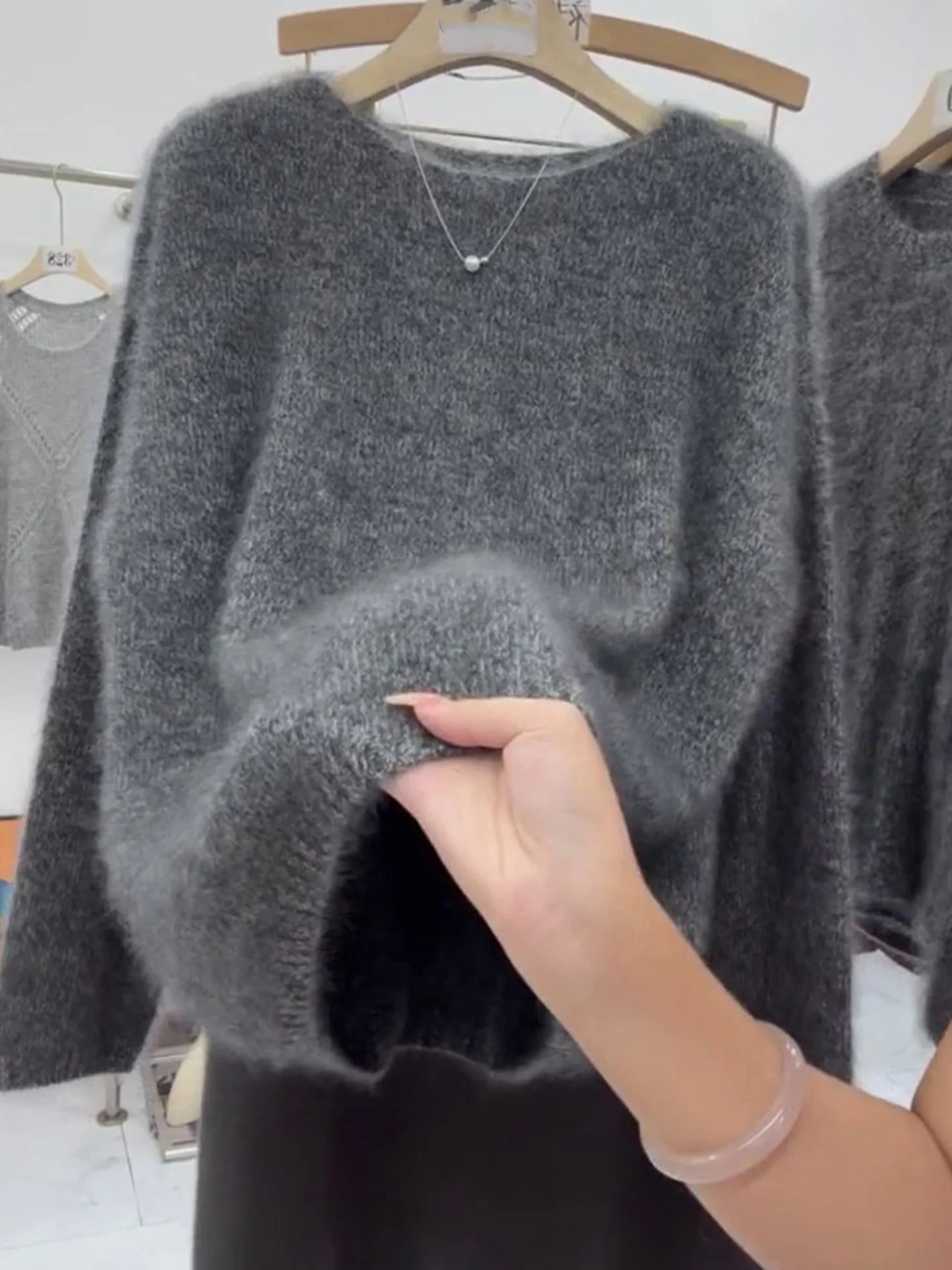 

Korean Sle Knitted Sweater Thi Long Sve Comfortable Skin-friendly Winter Faion Commute Top Pure Color Warm Long Sve