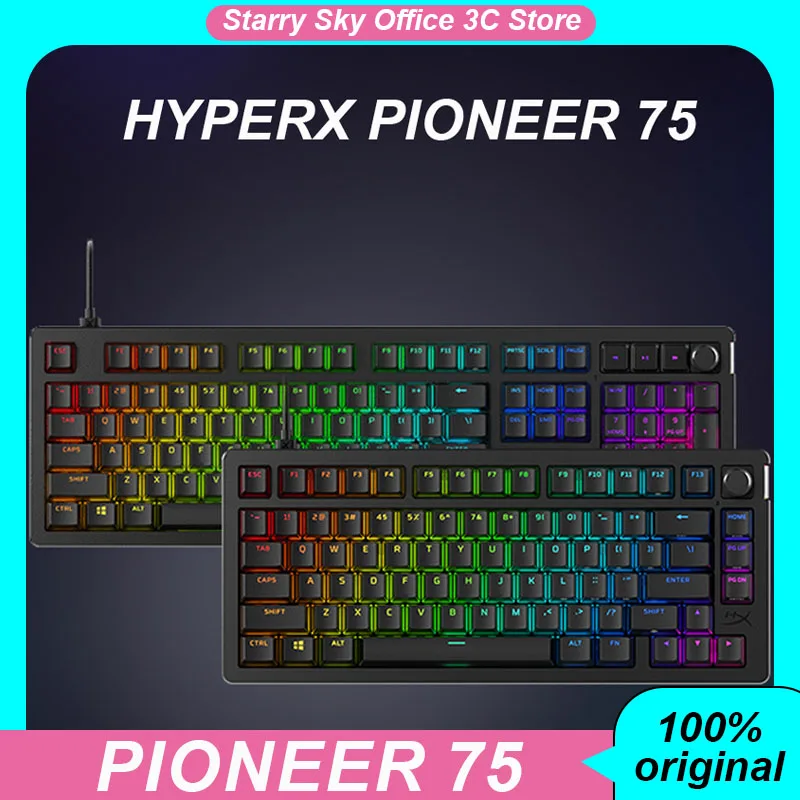

HyperX Pioneer 75 Mechanical Keyboard wired RGB volume knob Intelligent ambient light sensor E-sports game keyboard PC Accessory