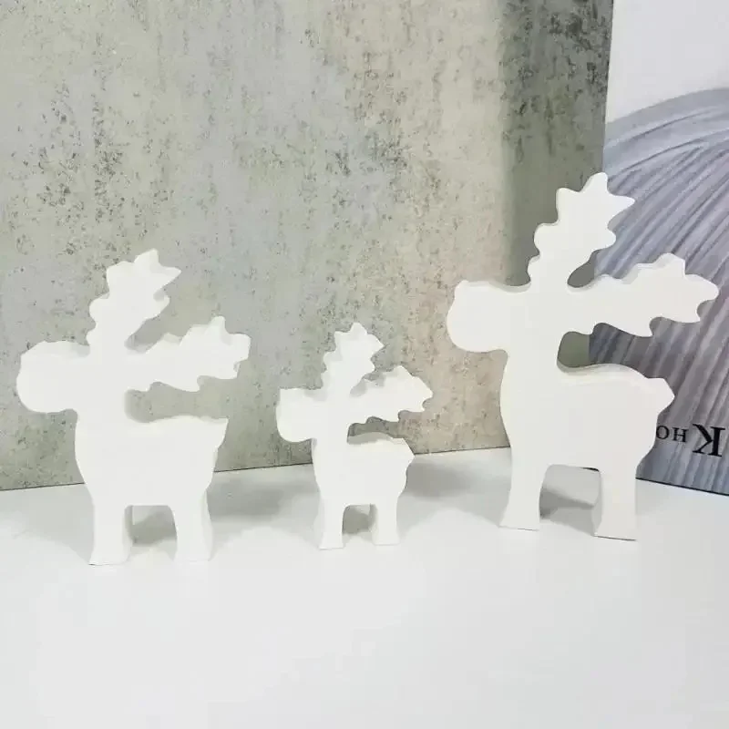 Christmas Elk Silicone Mold, Deer Ornament Mould for Scented Candle Plaster Resin, DIY Home Decor