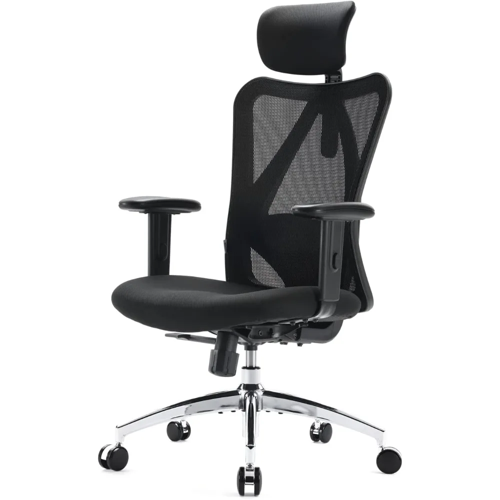 Silla ergonómica de oficina M18 para personas grandes y altas, reposacabezas ajustable con reposabrazos 2D, soporte Lumbar y ruedas giratorias de PU