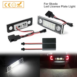 2X White Canbus Error Free LED License Number Plate Light for Skoda Octavia MKII 1Z A5 09-13 Roomster 5J 06-10 Rear Tag Lamps
