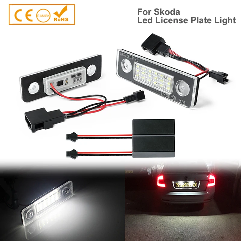 2X biały błąd Canbus wolny światło do tablicy rejestracyjnej LED do Skoda Octavia MKII 1Z A5 09-13 Roomster 5J 06-10 tylne lampy Tag