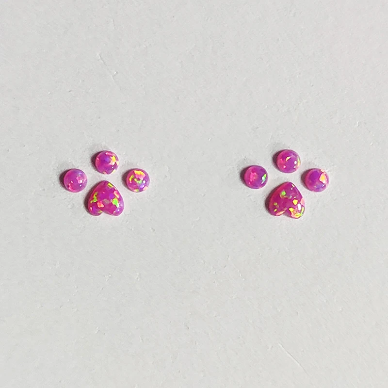 Opal Pink Tooth Gem Kit Lovely Animal Footprint Lab Created Opal Lead Free Dental Gemstone