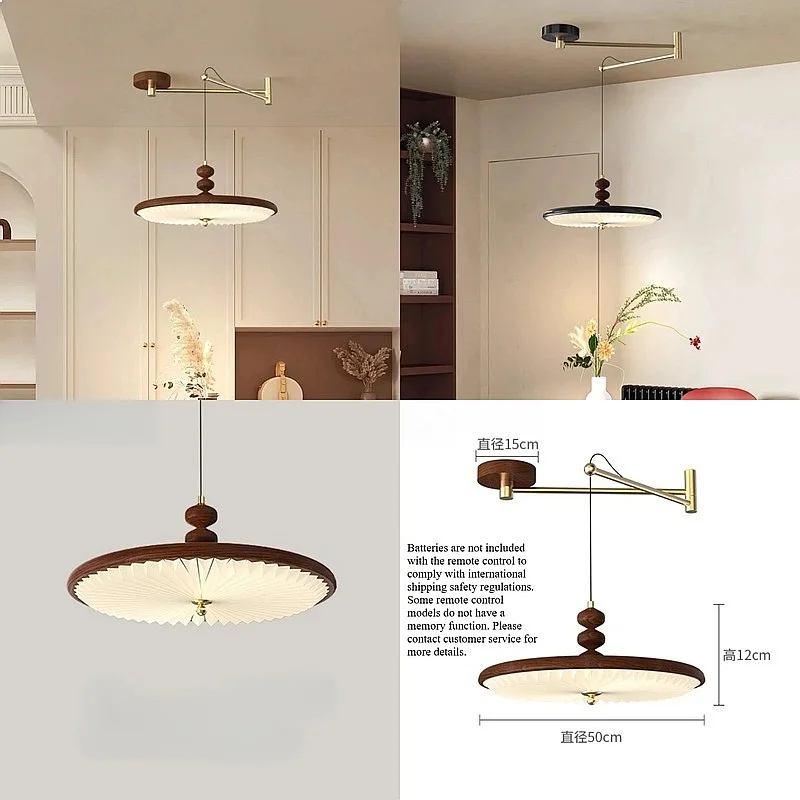 Medieval Wabi Sabi Pendant Lights Walnut Hanging Lamp for Living Dining Room Bedroom Minimalist Home Decoration Lighting Fixture