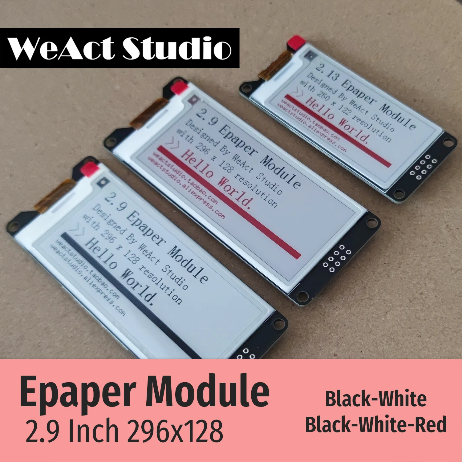WeAct 2.9 ''2.13" 2.9 2.13นิ้ว Epaper โมดูล E-กระดาษ E-Ink EInk จอแสดงผล SPI สีดำ-สีขาวสีดำ-สีขาว-สีแดง