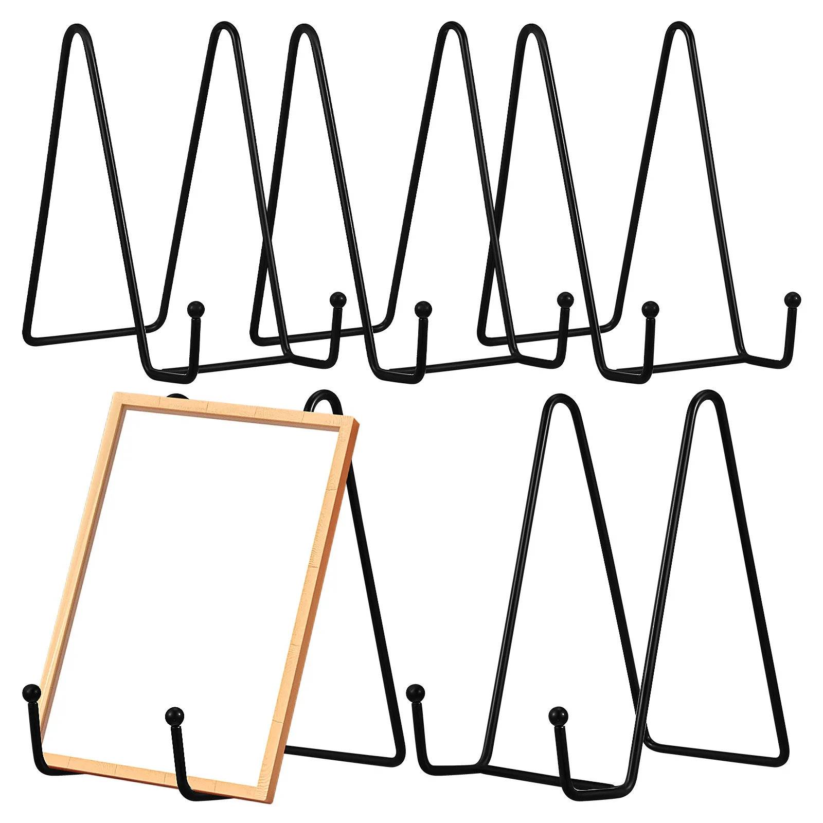

5 Pcs Black 6 Inch Wrought Iron Plate Stand Holders for Book Reading Display Decorative Stands Tables Strong Multi Use