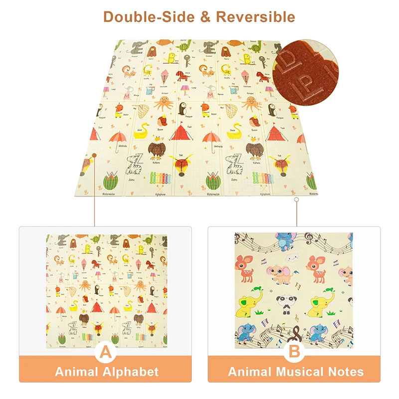 

HUA HUA Foldable Baby Play Mat – Extra Large Waterproof Foam Crawling Mat, Soft & Portable Floor Playmat For Infants