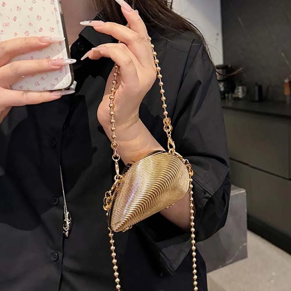 

Shoulder Bag Elegant Banquet Chain Bag Luxury Silver Metal Shell Handbag Waterproof 3D Ladies Crossbody Bag Ceremony