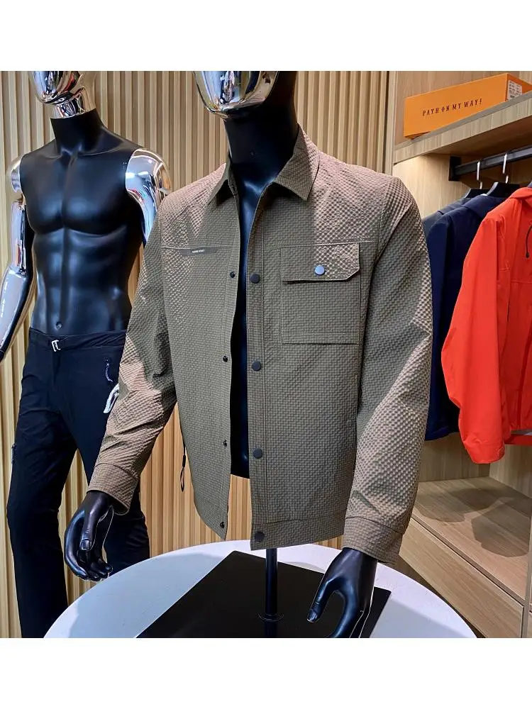 

Stand Fit Busin Casual Jaet Collar Stand up Emed Floral Pattern 3D Relaxed Sle Long Sve Youth Outerwear