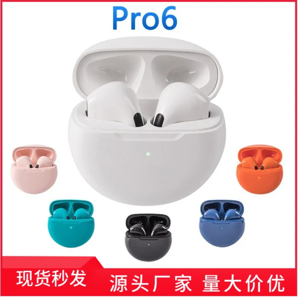 حصريًا لسماعة رأس بلوتوث Pro6 اللاسلكية الحقيقية داخل الأذن وعمر بطارية طويل جدًا TWS سماعة رأس بلوتوث لاسلكية رياضية