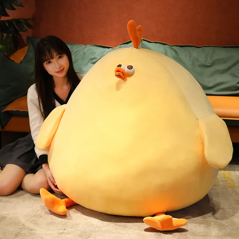 Giant Round Yellow Chick Doll Stuffed Fatty Soft Chicken Animal Plush Toys Elastic Pillow Cuddly Sofa Living Room Decor Gift