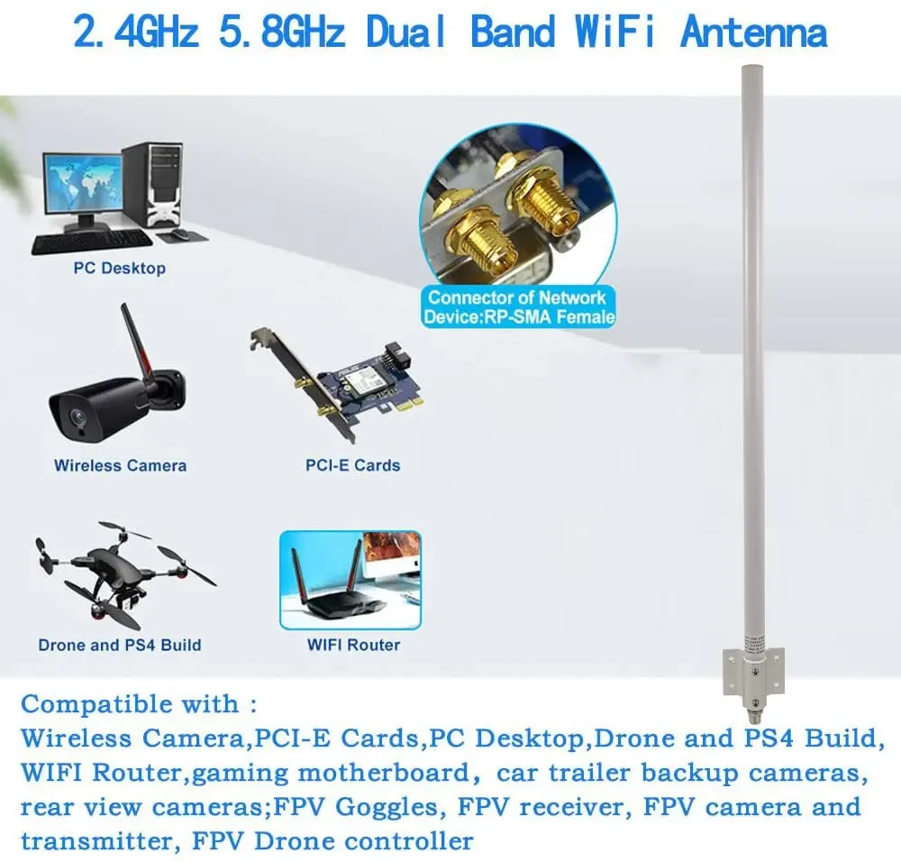 

WiFi Antenna Dual Band 2.4G 5.8G Omni-Directional antenna Band rocket M5 huawei zte wavelink comfast wifi antenna