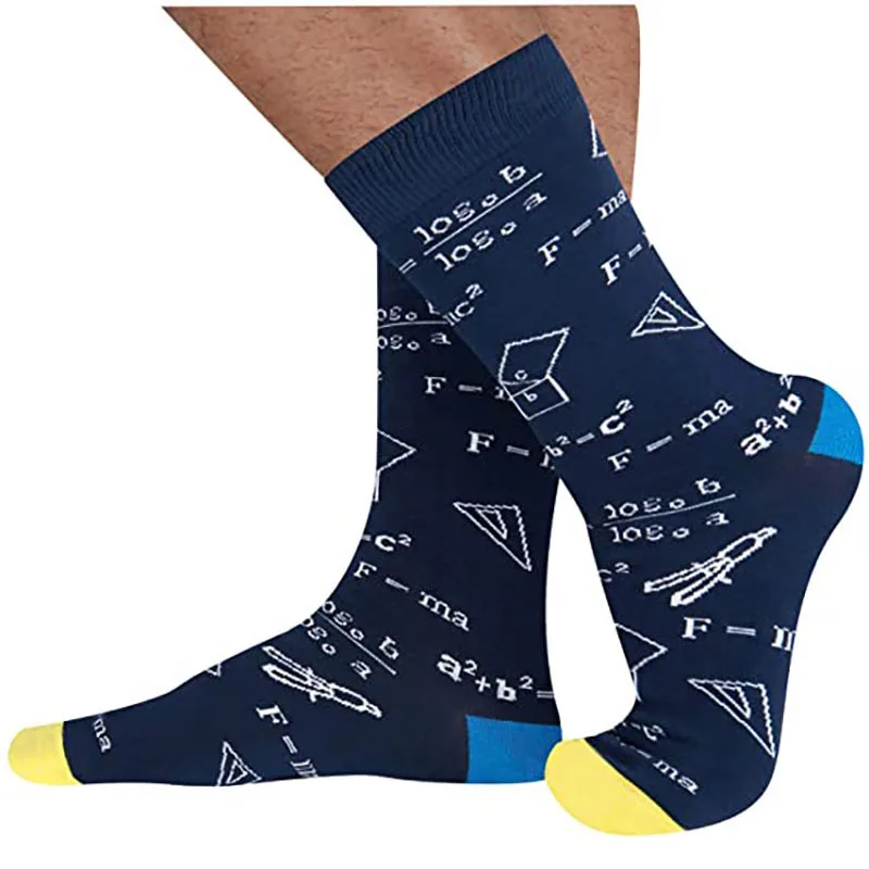 1/3 Pairs Funny Geometry Math Socks Happy Novelty Men Casual Socks Perfect Christmas Gift for Men and Women