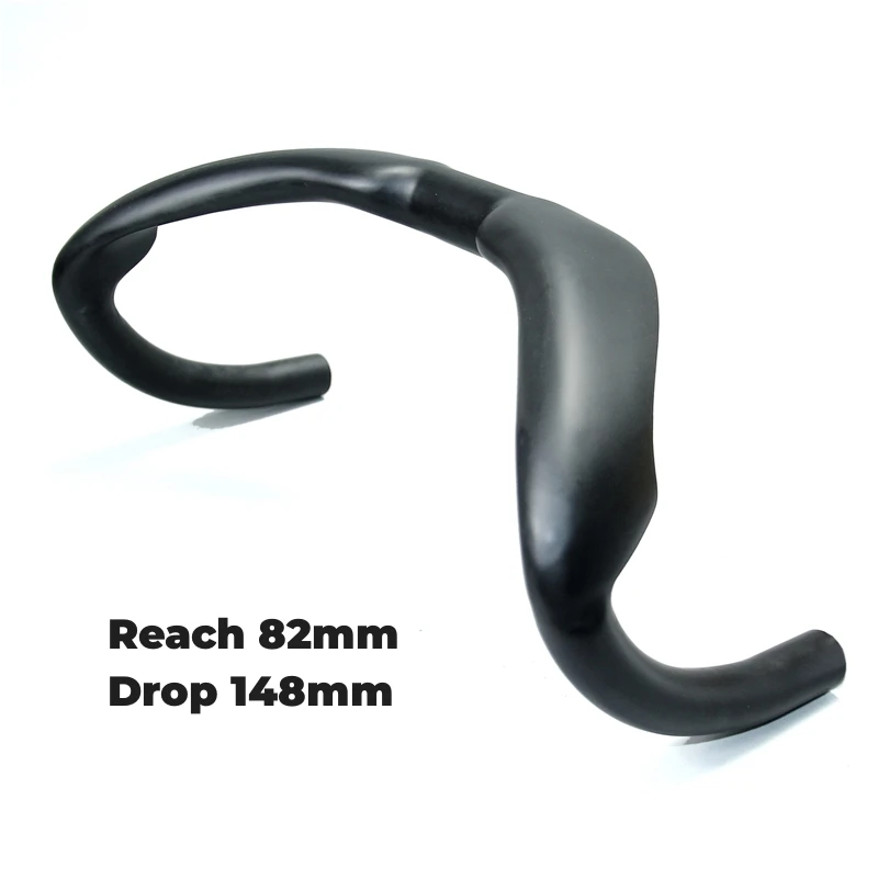 Winowsports gagang stang sepeda karbon Ultra ringan, setang bengkok jalur karbon 31.8MM * 370/385MM