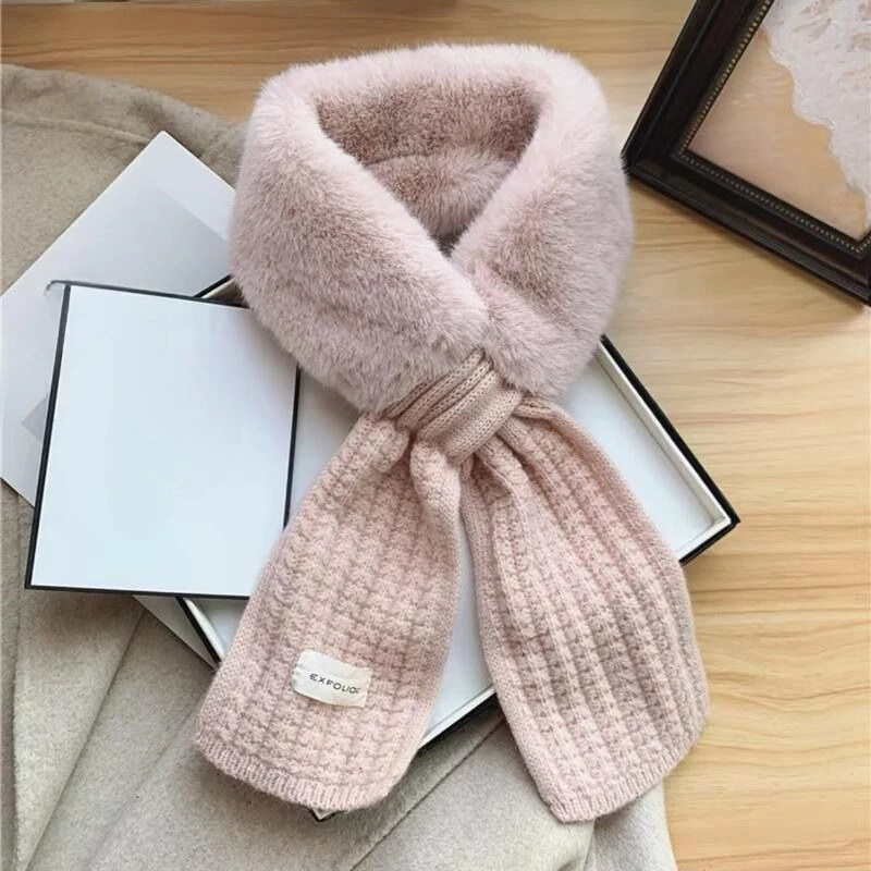 

Зимний женский новый плюшевый шарф, корейская версия, вязаный лоскутный теплый меховой воротник, меховой шарф