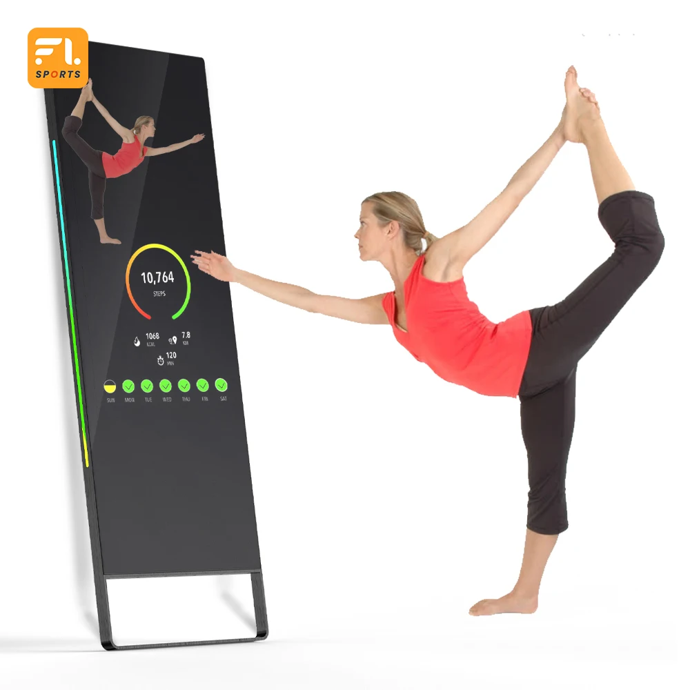 Espejo de entrenamiento inteligente para ejercicio en casa, pantalla electrónica de vidrio, entrenamiento interactivo largo