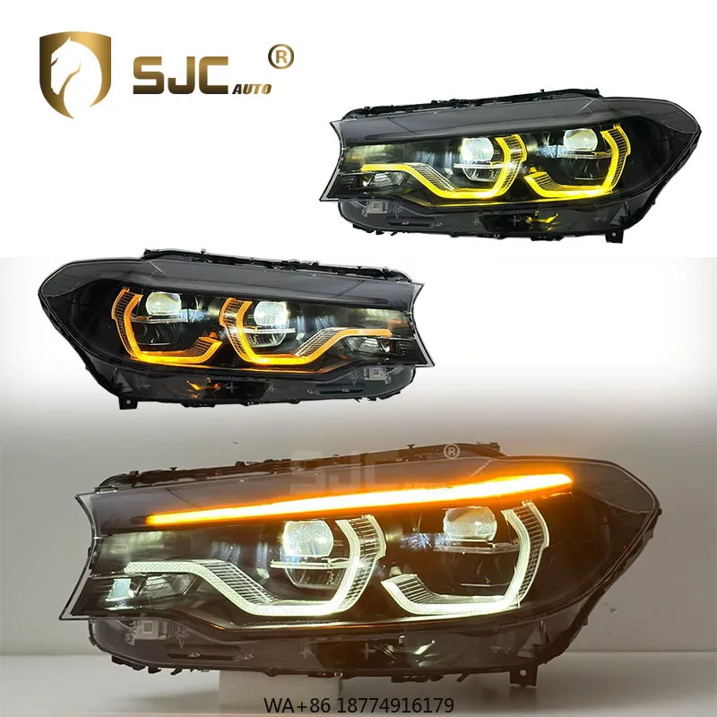 

Автомобильные аксессуары для 5-й серии G30 G38 18-20, обновление светодиодных фар, желтый, белый, янтарный, трехцветный DRL