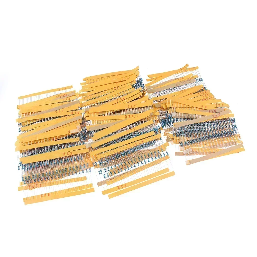 

650/1300/2600PCS/Box Metal Film Resistor Kit 1% Tolerance 1Ω-3MΩ 130 Values 1/4W 1/2W 1W High Precision Resistor Assortment Set
