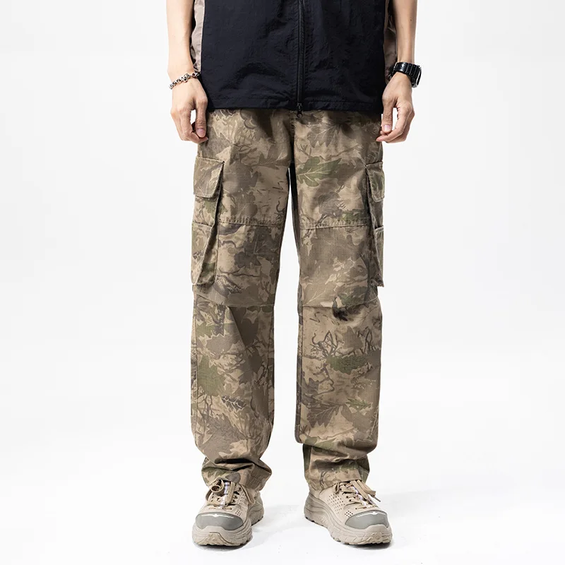 Desert Camouflage Overalls Men's 2024 New Loose Straight Fashion Men's High-End Street Korean Style Versatile Casual Pants