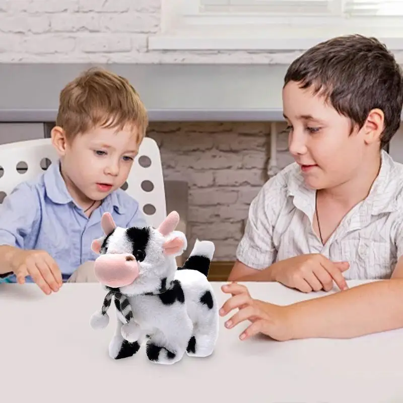 Animal de compagnie électronique en peluche de vache à piles, jouet de bétail avec sons, jouet coule d'apprentissage