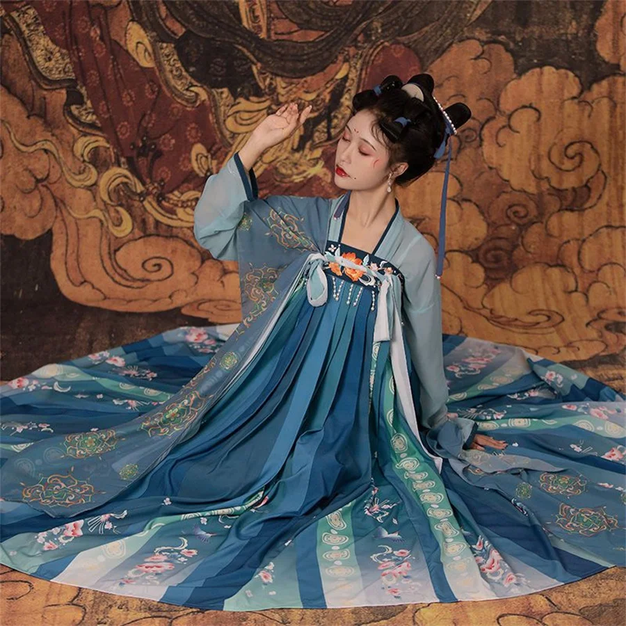 Chinesischen Traditionellen Bühne Tanz Kleid Weibliche Fee Cosplay Kostüm Hanfu Set Vintage Hanfu Frauen Blau Elegante Prinzessin Outfits