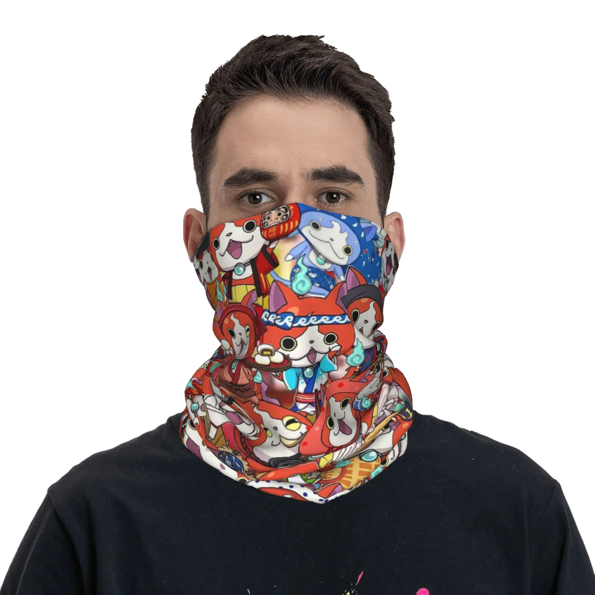 Yokai Watch Jibanyan Bandana Neck Cover Printed Mask Scarf Warm Balaclava Riding For Men Women Adult All Season