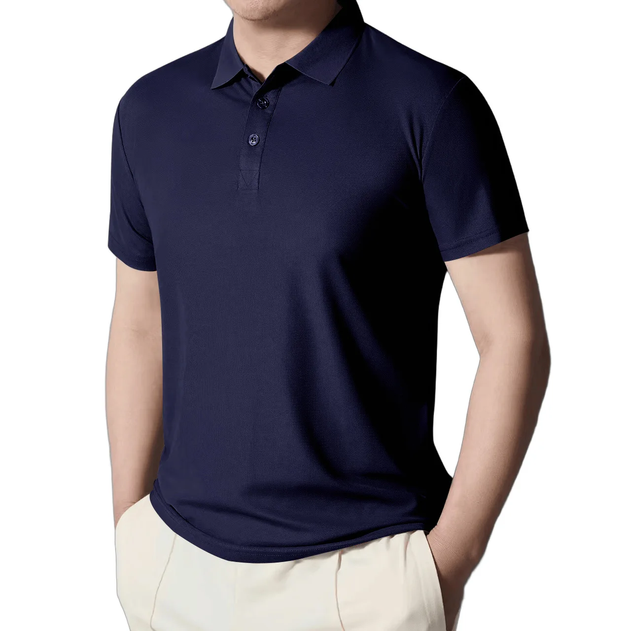 Men's Polo shirt- Summer casual collar pure color quick-drying business short-sleeved breathable