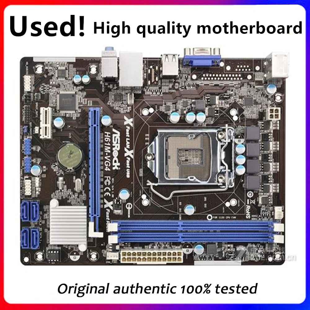 

For ASRock H61M-VG4 Desktop Computer Motherboard LGA 1155 DDR3 For Intel H61 LGA1155 Desktop Mainboard SATA II Used