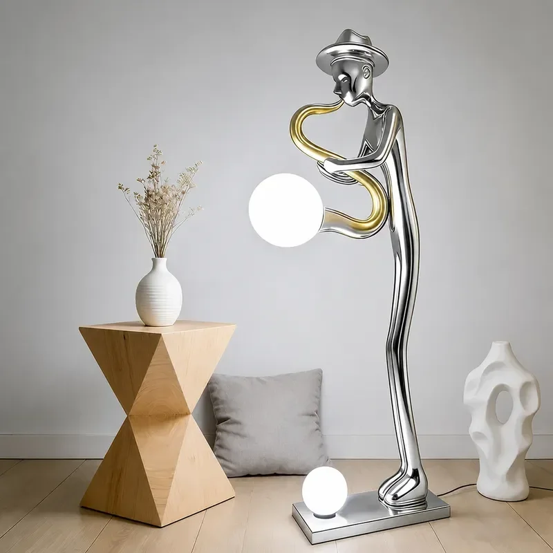 Modern Light Luxury Large Saxophone Sculpture Decorative Ornament for Living Room Sofa Side Home Decoration Art Statue