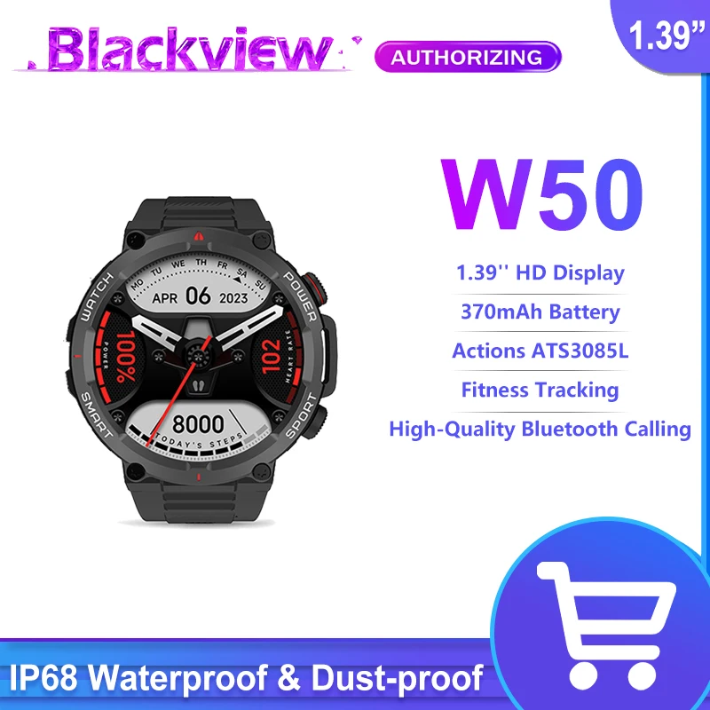 Blackview W50 Smart Watch New Version Men Women Bluetooth Calling Health and Fitness Tracking Waterproof Watch