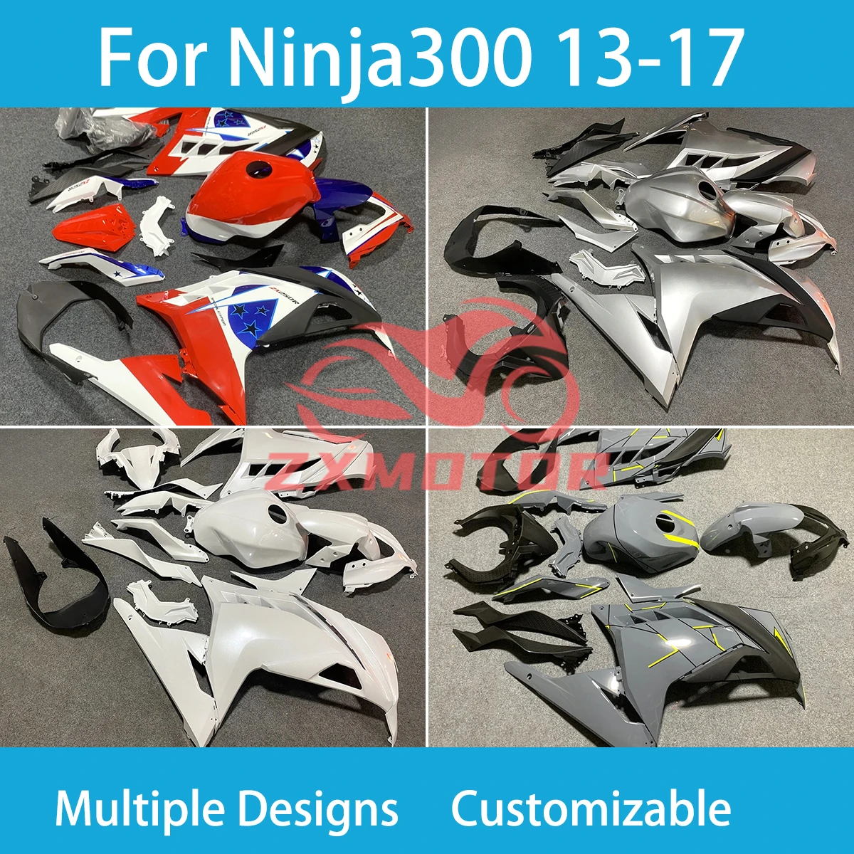 New Style Fairings for KAWASAKI Ninja300 13 14 15 16 17 Motorcycle Free Custom Bodywork Fairings Ninja250 2013-2017