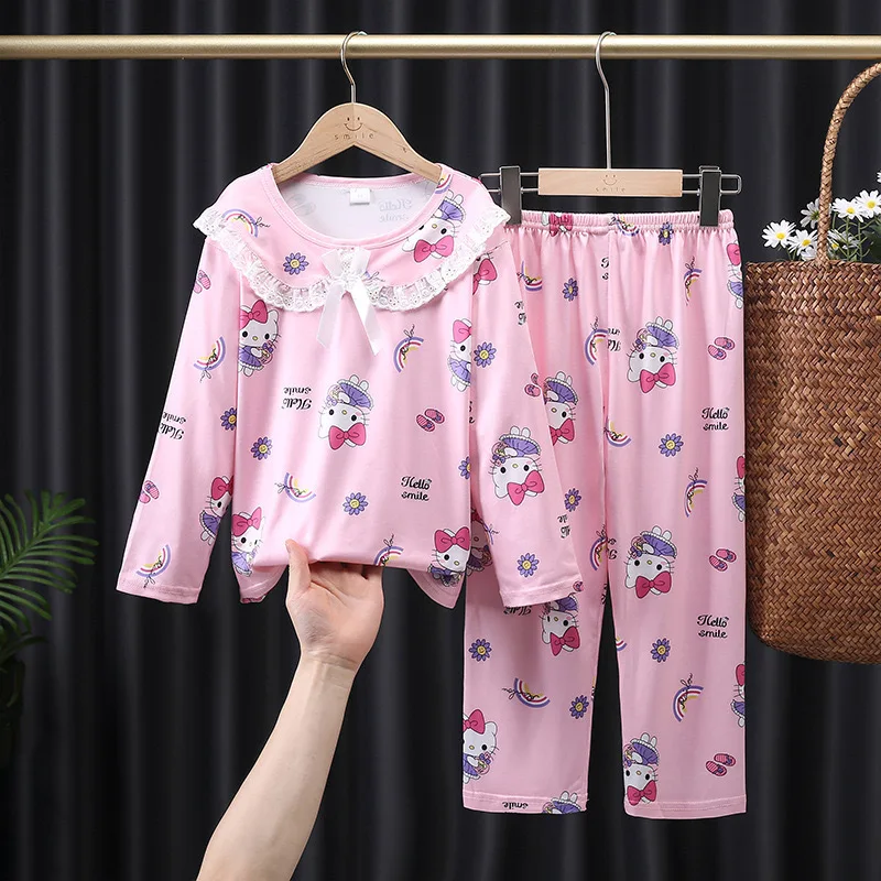 Kawaii Sanrio Girls Pajama Sets Comfortable Soft Princess Style Sleepwear Set High Quality Trendy House Clothes Autumn Winter