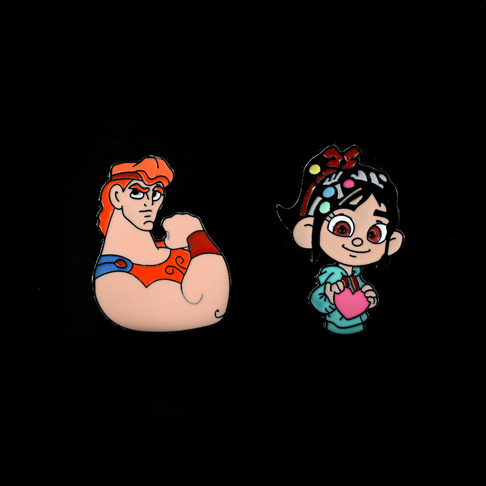 Anime Wreck-It Ralph Lapel Pins Cartoon Heracles Vanellope Von Schweetz Badges Metal Brooches for Clothes Jewelry Kids Gifts