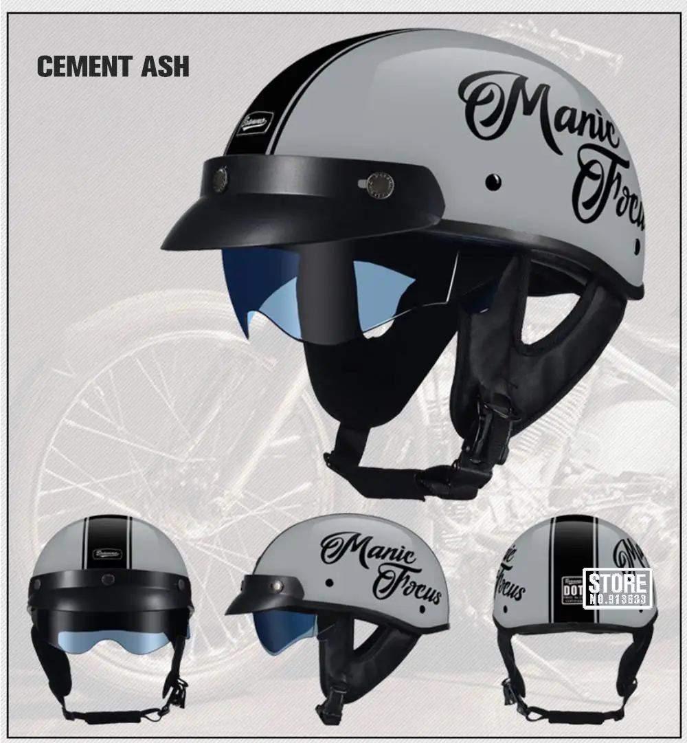 Retro Motorrad Helm DOT Zertifizierung Moto Helm Männer Frauen Halb Helm HD Objektiv Casco Vier Jahreszeiten Reiten Roller Capacetes – Detail 23
