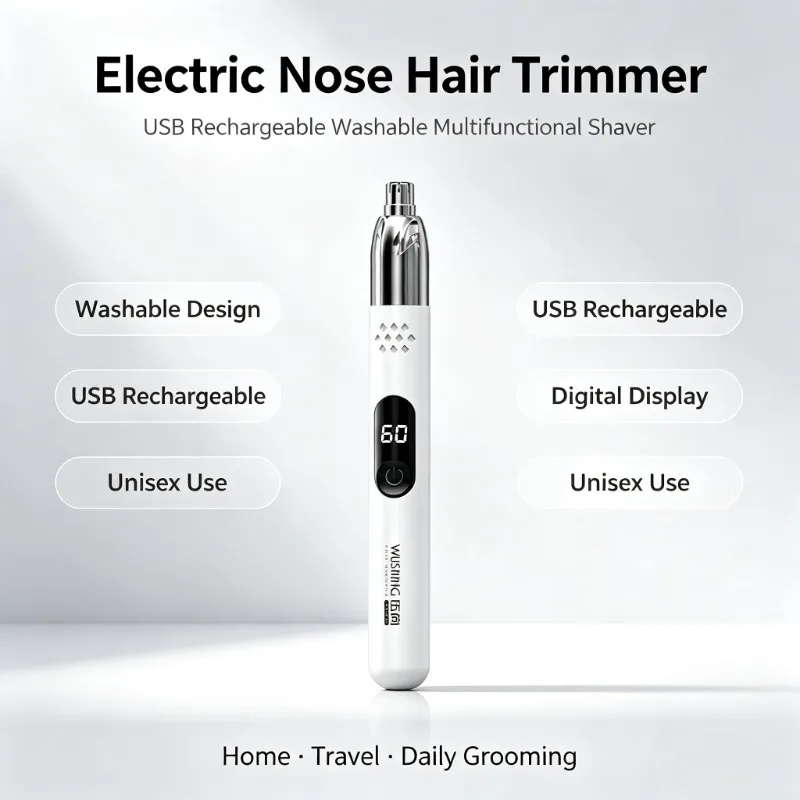 Portable Multifunctional Electric Nose Ear Hair Trimmer USB Rechargeable Washable Eyebrow Facial Shaver Unisex WS-060