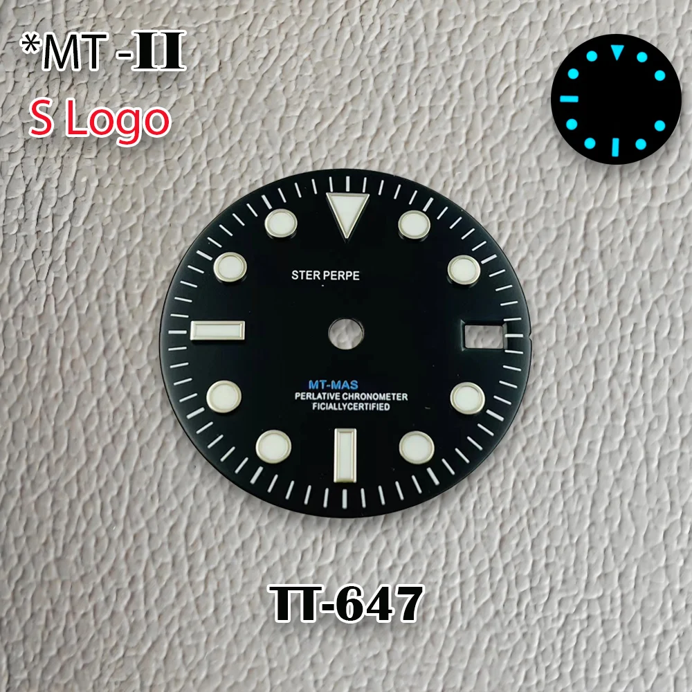 جديد 28.5 مللي متر S شعار NH34 GMT الطلب الأسود الهاتفي الأخضر الخط الهاتفي صالح NH34 حركة الجليد الأزرق مضيئة ساعة تعديل الملحقات