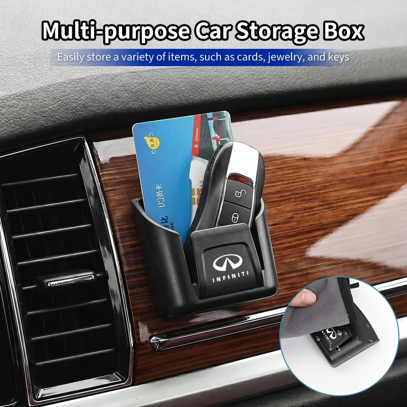 Car Air Vent Key Storage Box ABS Plastic Small Case Cards Holder For Infiniti Q50 FX35 Q30 G37 Q70 QX70 G35 Q60 QX50 QX60 QX80 view 2