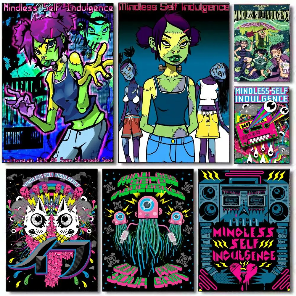Cartoon M-Mindless S-Self I-Indulgence Poster HD Home Decor Sticky Wall Waterproof Home Living Room Bar Aesthetic Decor