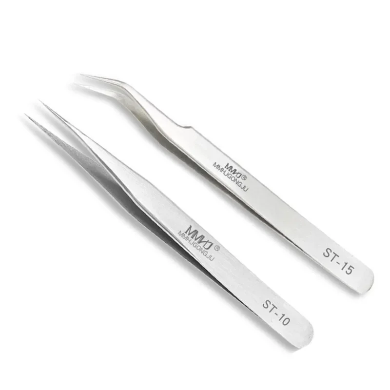 100%Stainless Steel Industrial Anti-static Tweezers watchmaker Repair Tools With security label