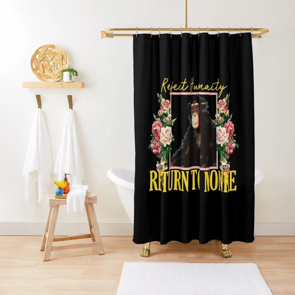

REJECT HUMANITY, RETURN TO MONKE Floral Shower Curtain Bathroom And Shower Products Bathroom Fabric Bathroom Deco Cover Curtain