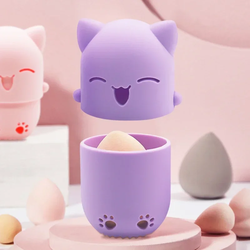 Soft Silicone Cosmetic Blender Sponge Box Holder Beauty Powder Puff Blender Holder Sponge Makeup Egg Drying Case Portable