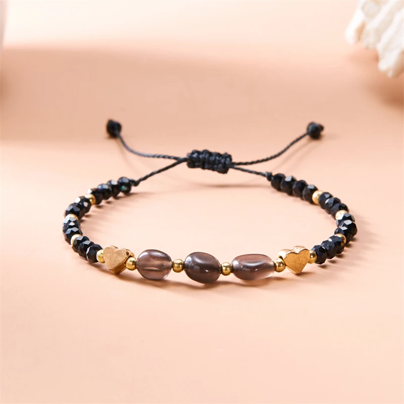 Pulsera con colgante de corazón de amor de piedra Natural para mujer, pulsera ajustable trenzada hecha a mano a la moda, regalo de joyería de curación energética