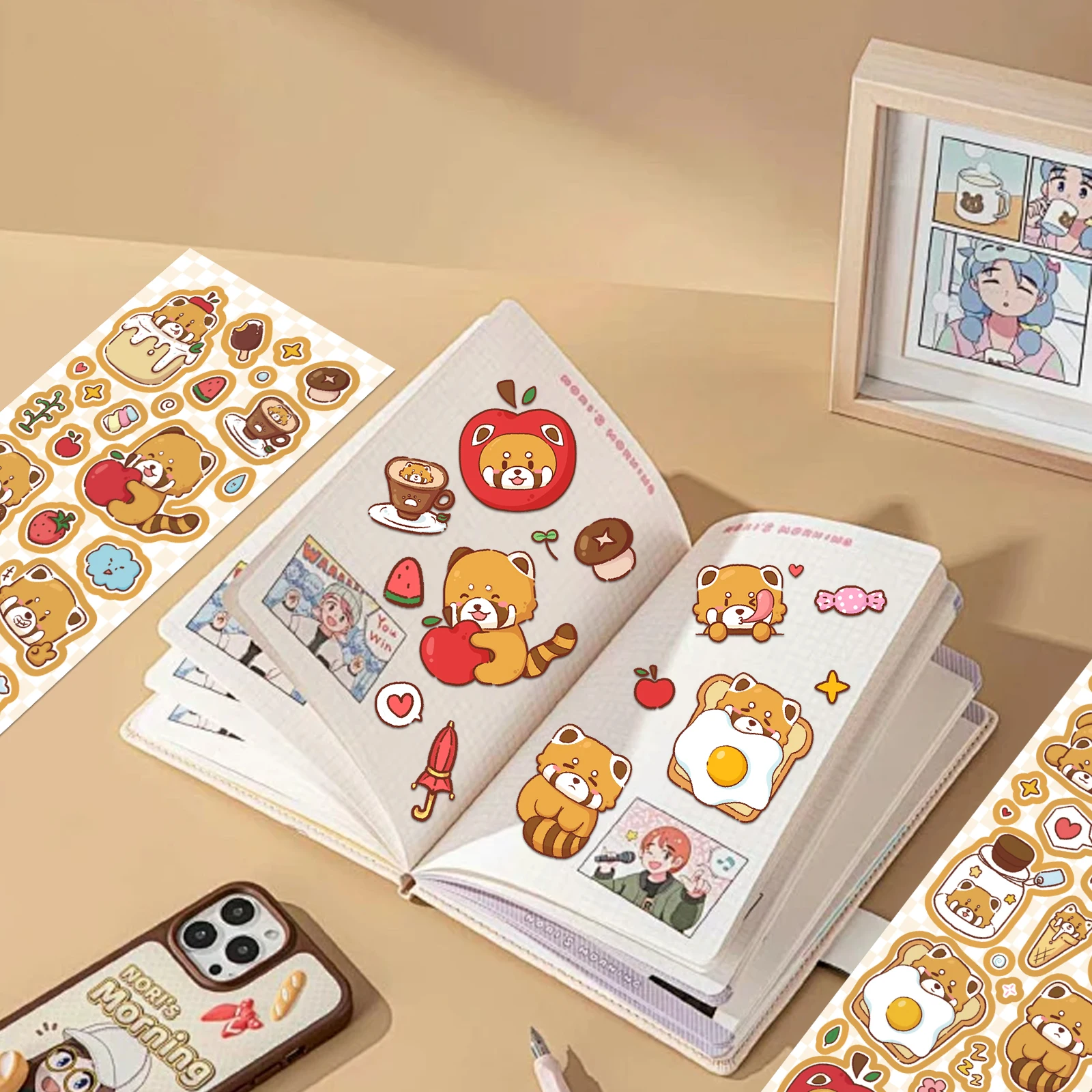 2PCS Weniger Panda Aufkleber Exquisite Einzelne Transparente Handheld Konto Material Telefon Fall Laptop Gepäck Wasserdichte Aufkleber