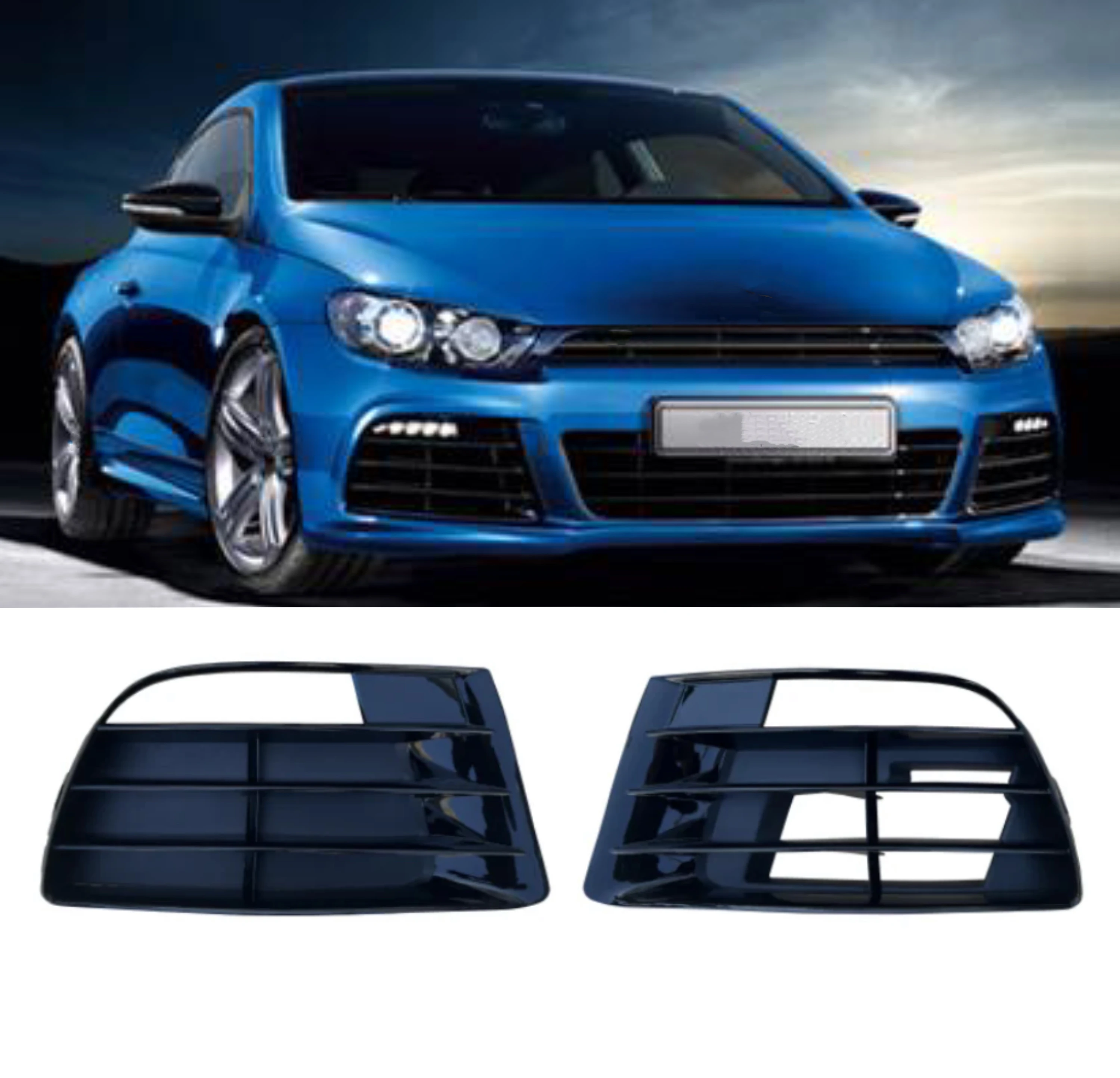 Car Front Bumper Fog Light Lamp Cover Grille For Volkswagen VW Scirocco R 2009 2010 2011 2012 2013 2014  Lower Grill